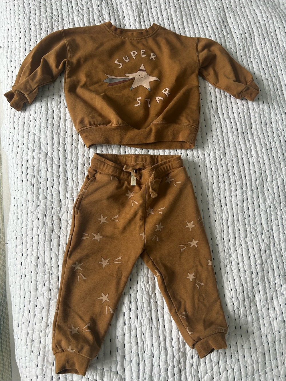 Rylee + Cru Rust Brown 'Super Star' Two-Piece Pajama Set